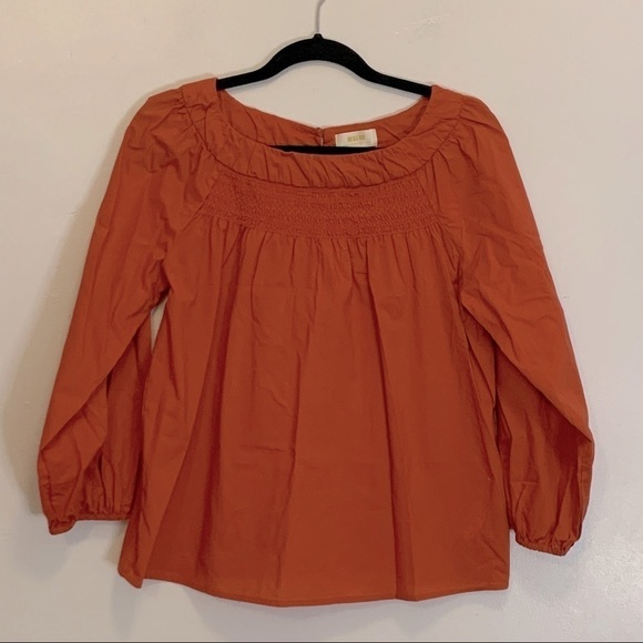 Anthropologie Maeve Jessie Coral Smocked Top - Picture 2 of 7
